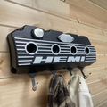 HEMI Valve Cover Coat Rack | Die Cast Aluminum - 4 Spark Plug Hook | Black Powder Coat