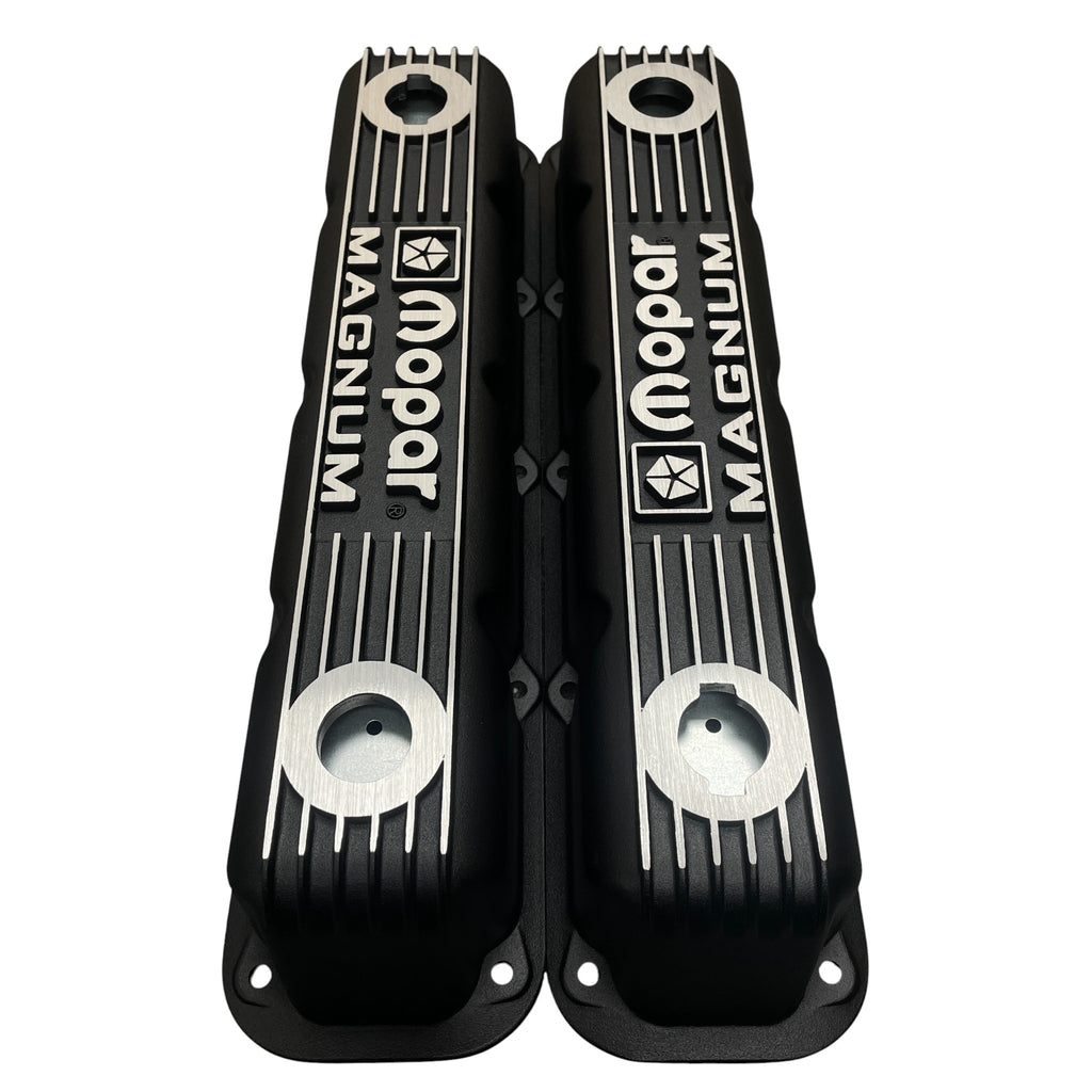 Mopar Performance 5.2L/5.9L Magnum Valve Covers | Die Cast Aluminum - Mopar Magnum Logo | Black Powder Coat