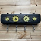 Big Block Chevy Valve Cover Coat Rack | 4-Gauge Design - Engraved - Die Cast Aluminum | Black Valve Cover & Yellow Gauges