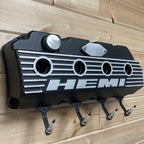 HEMI Valve Cover Coat Rack | Die Cast Aluminum - 4 Spark Plug Hook | Black Powder Coat