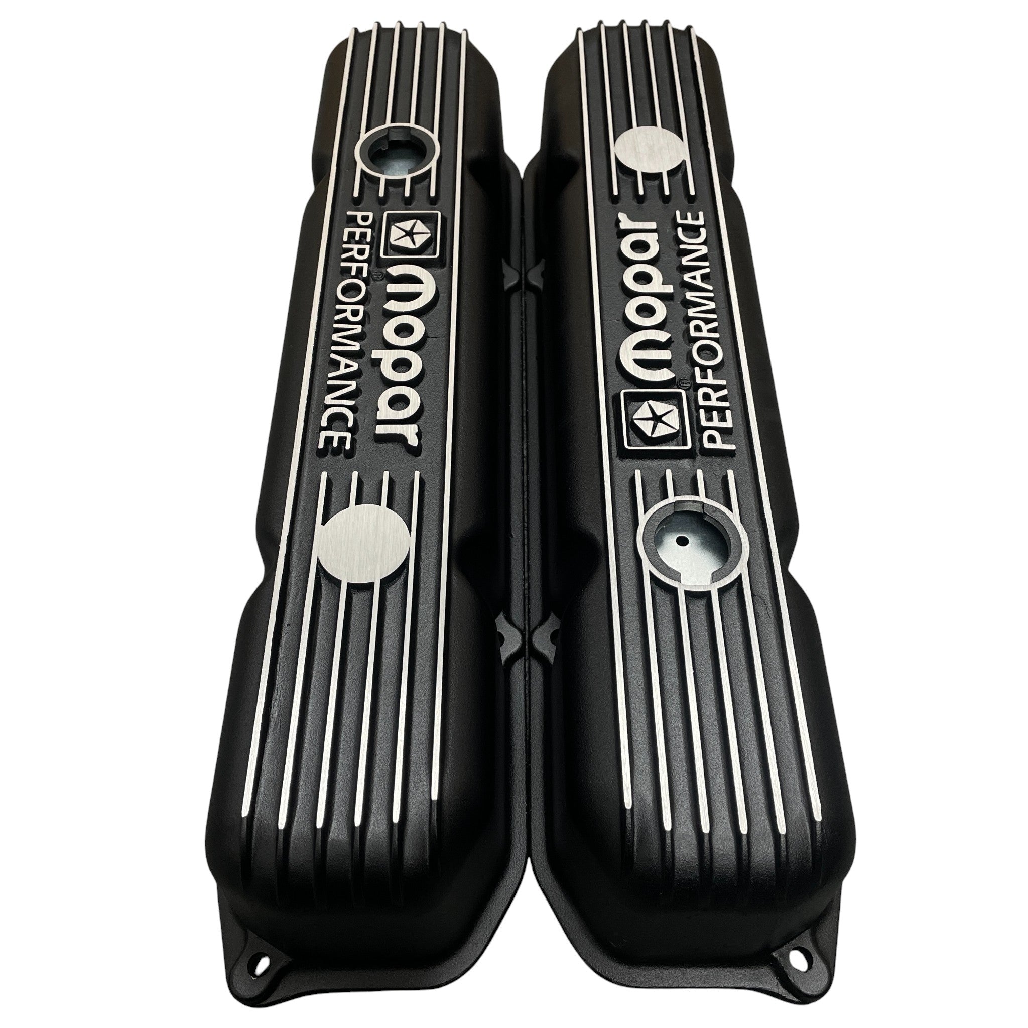 Mopar 383, 400, 400 Valve Covers | Die Cast Aluminum - Mopar Performance Logo | Black Powder Coat
