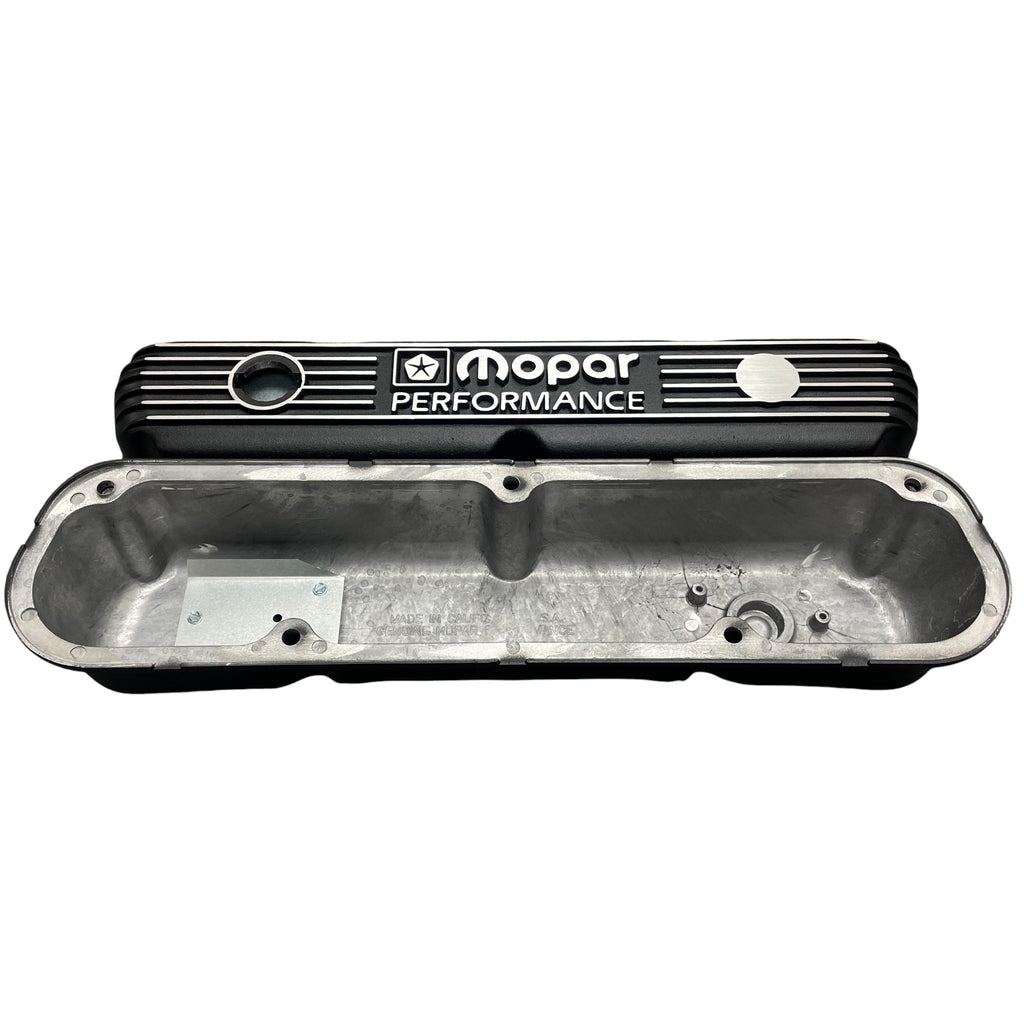 Mopar Performance 318, 340, 360 Valve Covers | Die Cast Aluminum - Mopar Performance Logo | Black Powder Coat