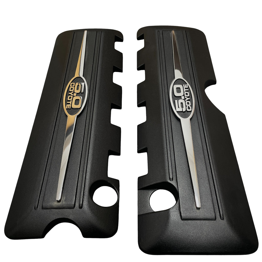 2011-2017 Ford Mustang 5.0L GT Coil Covers | 5.0 Coyote Logo - Die Cast Aluminum | Black Powder Coat