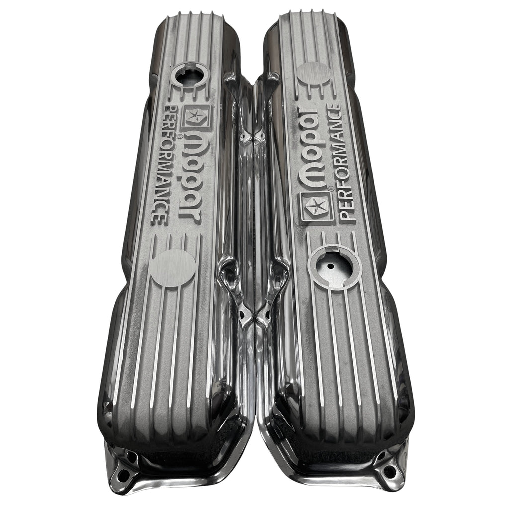 Mopar 383, 400, 400 Valve Covers | Die Cast Aluminum - Mopar Performance Logo | Polished Finish