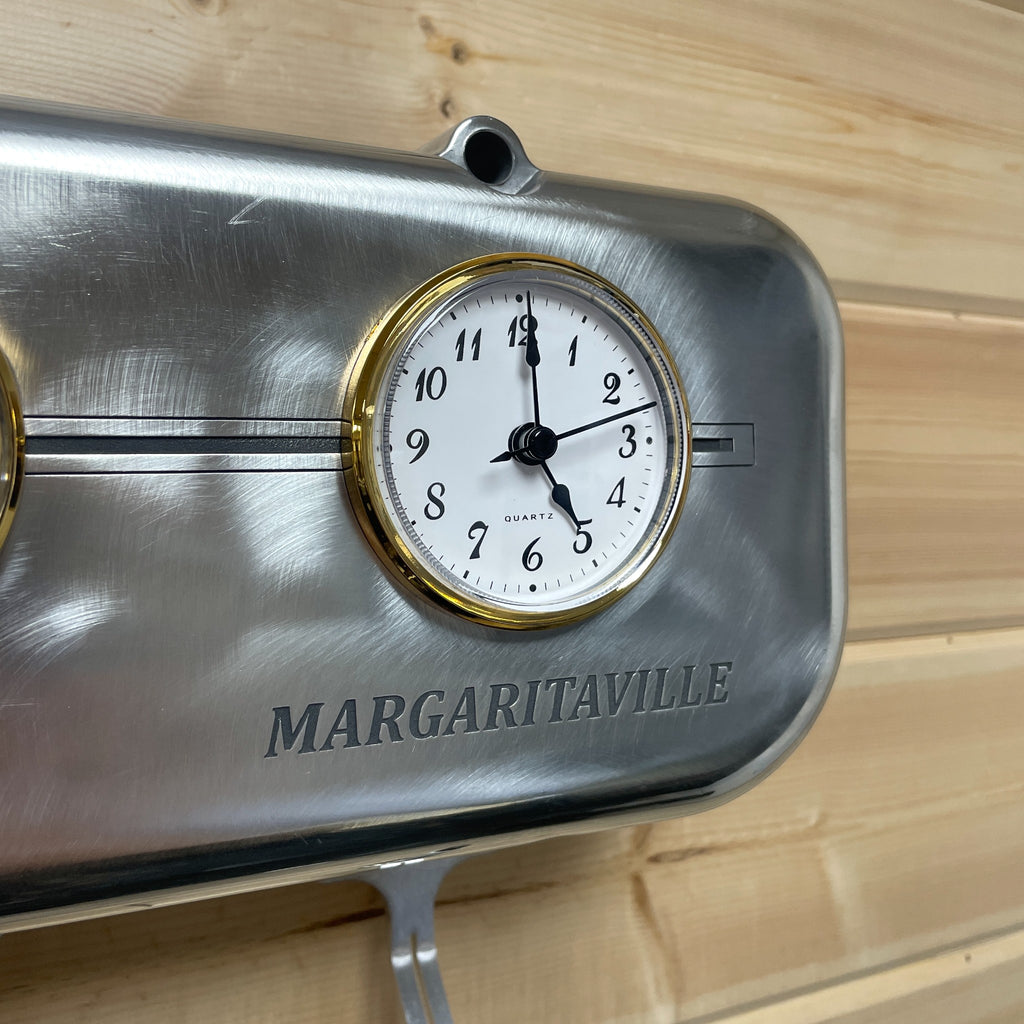 Big Block Chevy Valve Cover Coat Rack | Die Cast Aluminum - 4-Zone Clock | Margaritaville Clock - NOS Originals Logo