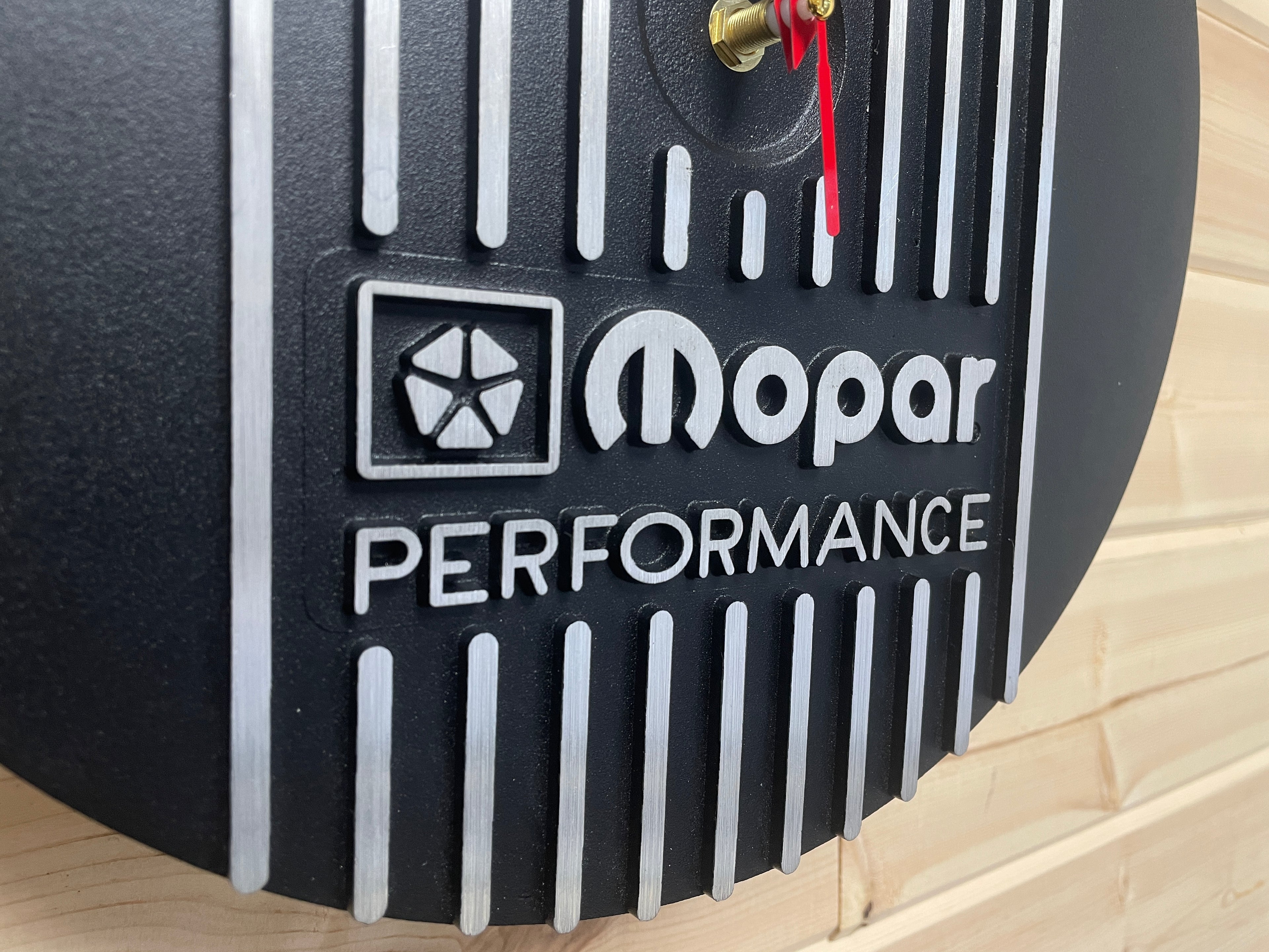 13" Round Air Cleaner Clock | Die Cast Aluminum - Mopar Performance Logo | Black Powder Coat