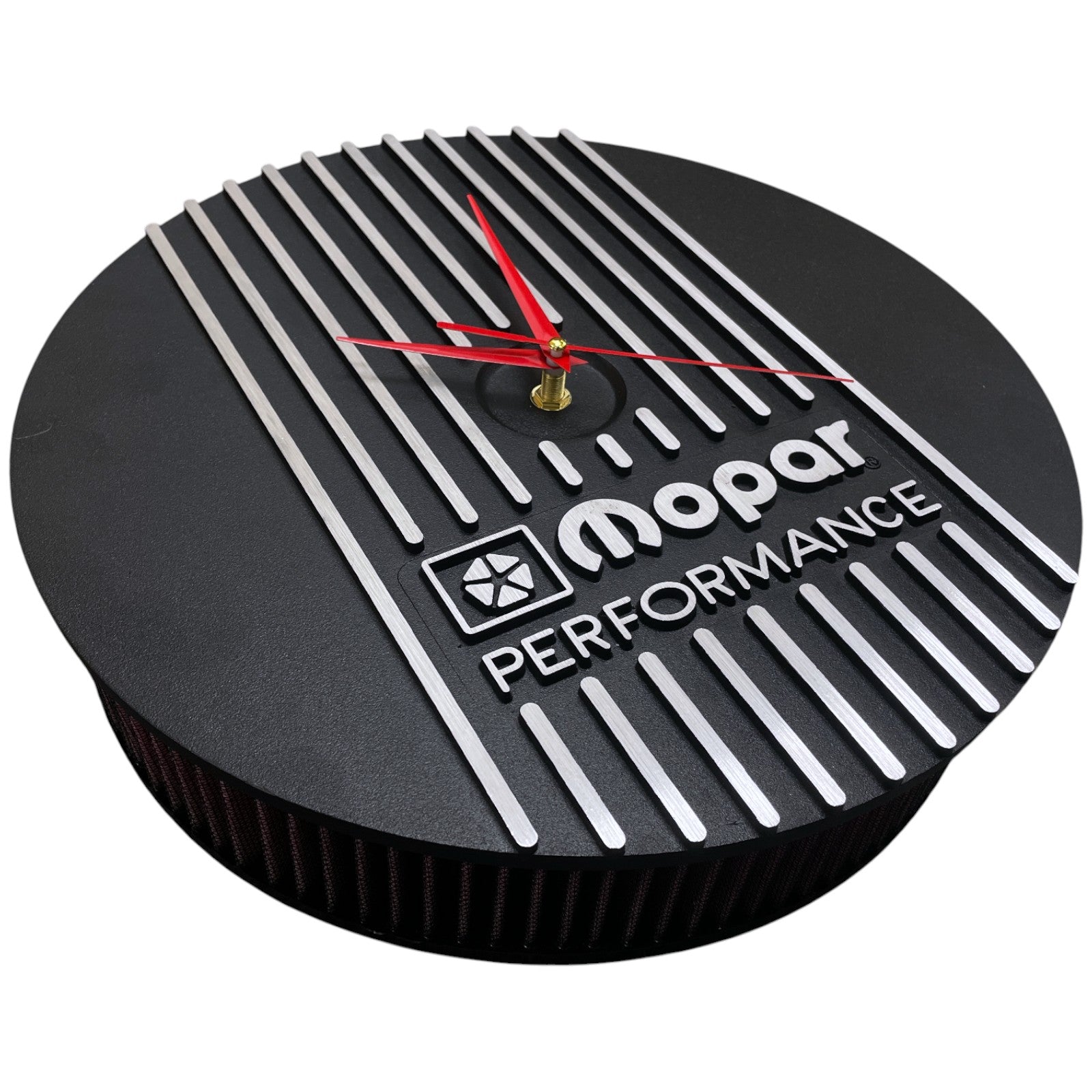 13" Round Air Cleaner Clock | Die Cast Aluminum - Mopar Performance Logo | Black Powder Coat