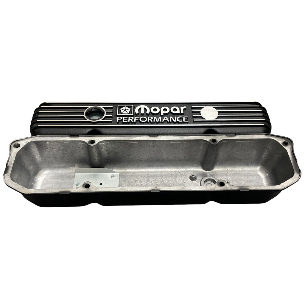Mopar 383, 400, 400 Valve Covers | Die Cast Aluminum - Mopar Performance Logo | Black Powder Coat