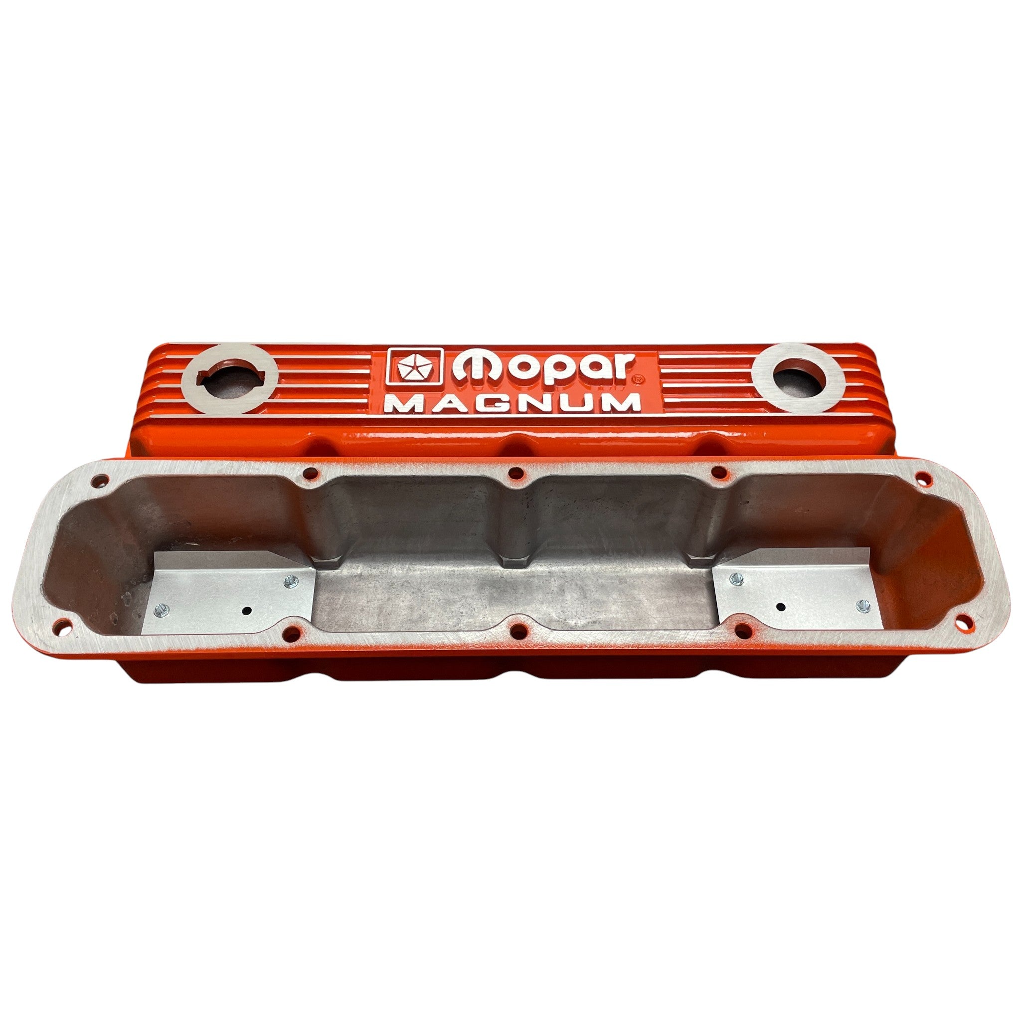 Mopar Performance 5.2L/5.9L Magnum Valve Covers | Die Cast Aluminum - Mopar Magnum Logo | Orange Powder Coat