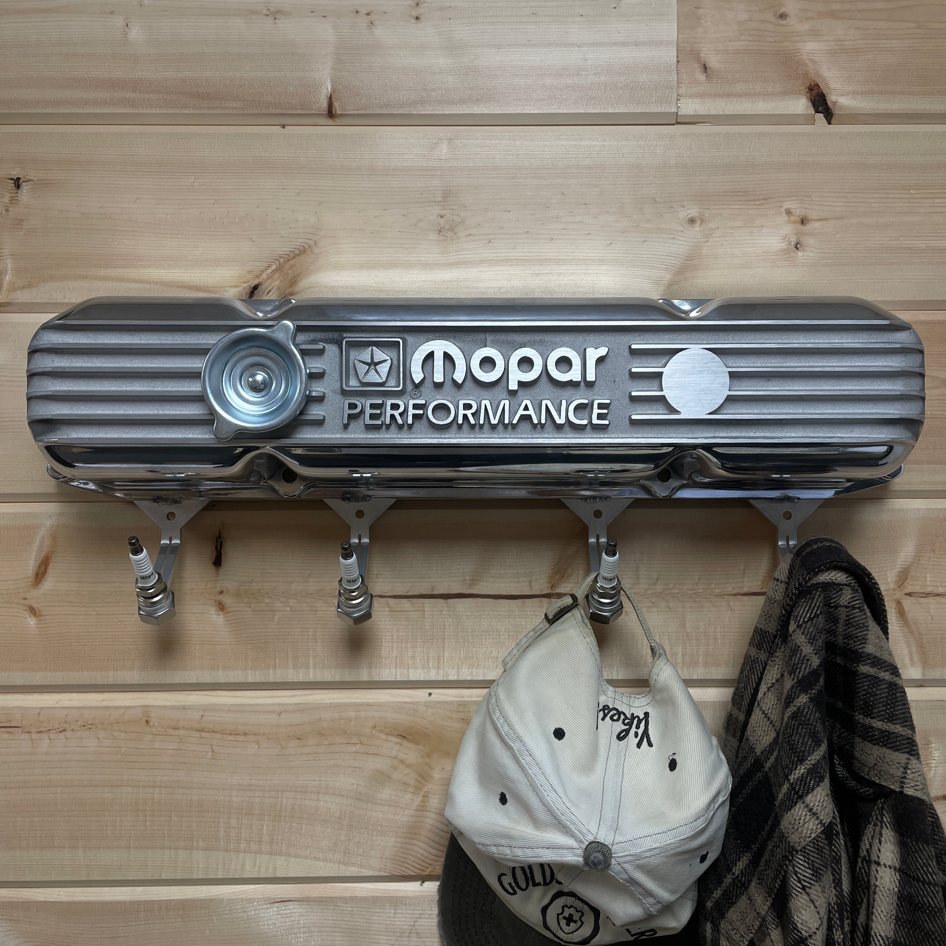 Mopar 383, 400, 440 Valve Cover Coat Rack | Die Cast Aluminum - Mopar Performance Logo | Polished Finish