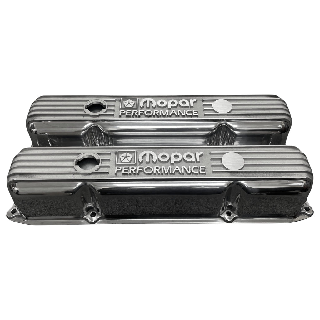 Mopar 383, 400, 400 Valve Covers | Die Cast Aluminum - Mopar Performance Logo | Polished Finish