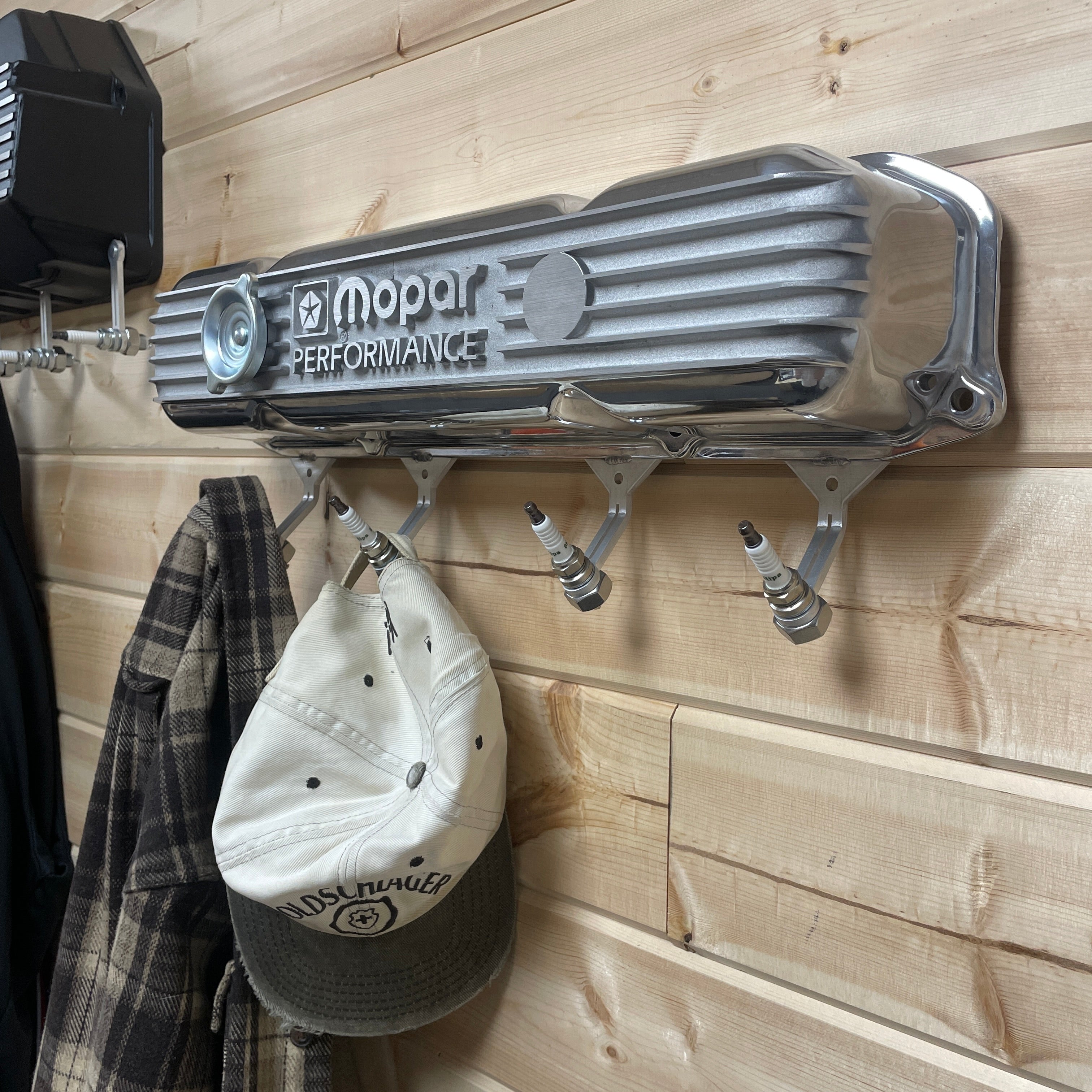 Mopar 383, 400, 440 Valve Cover Coat Rack | Die Cast Aluminum - Mopar Performance Logo | Polished Finish