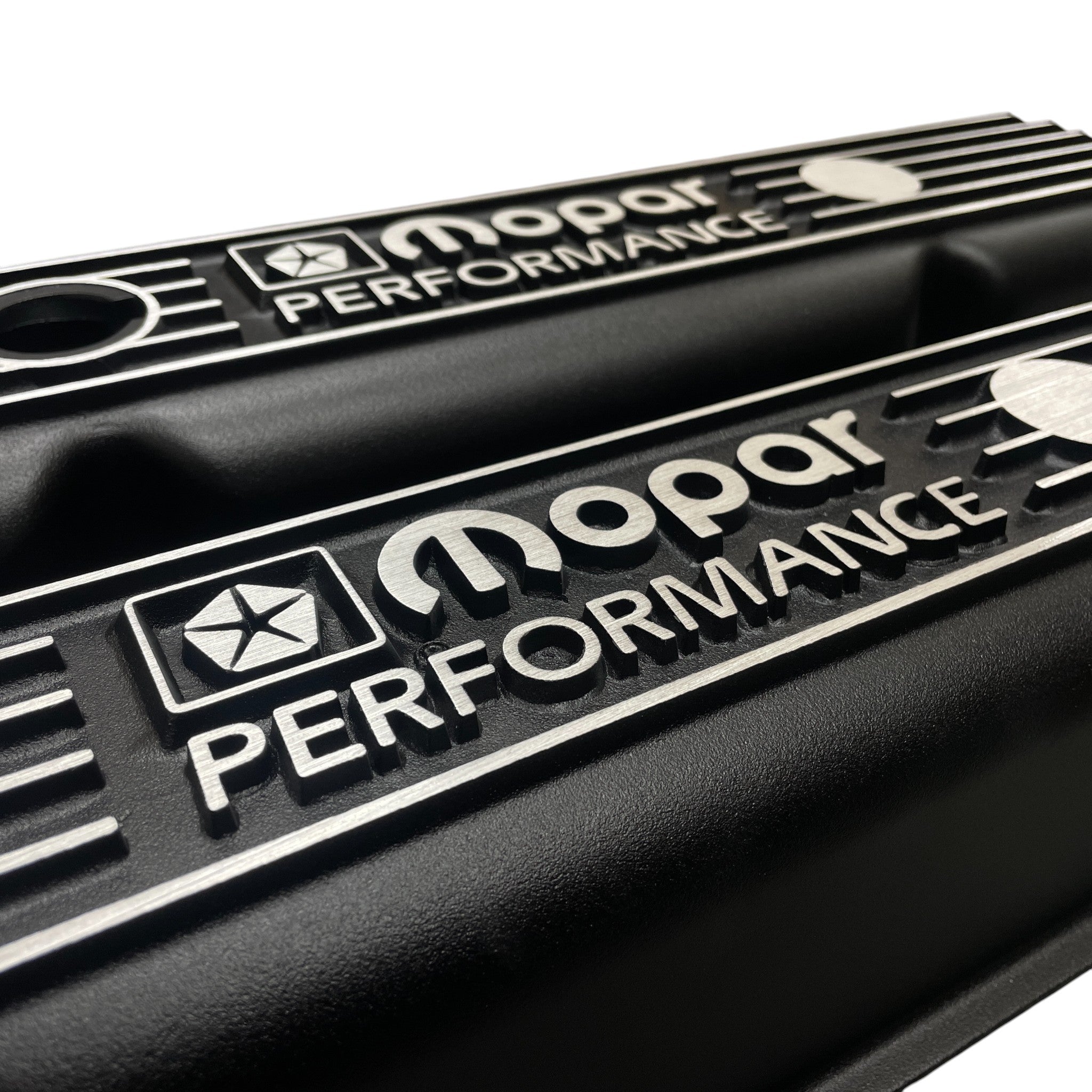 Mopar 383, 400, 400 Valve Covers | Die Cast Aluminum - Mopar Performance Logo | Black Powder Coat