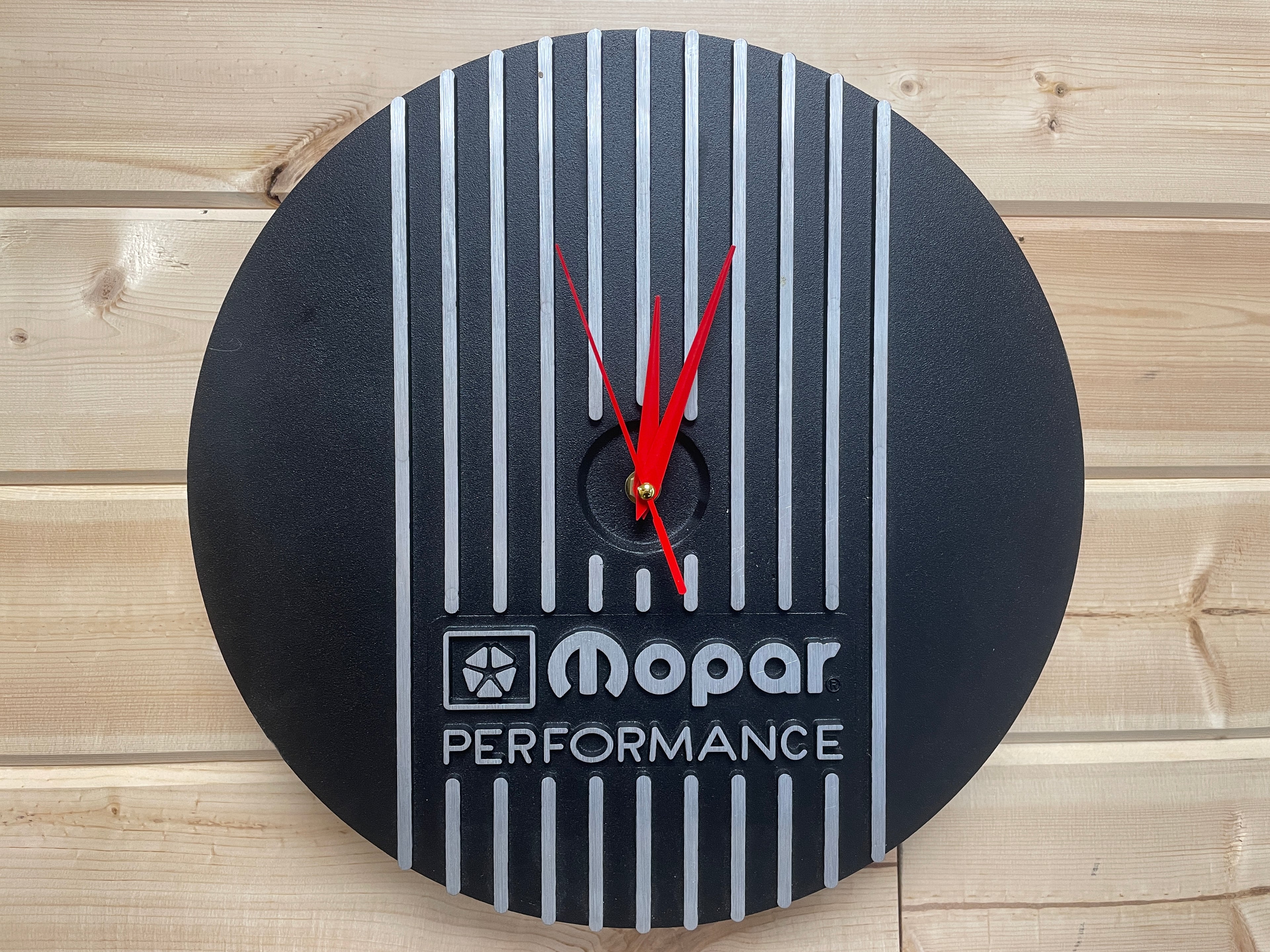 13" Round Air Cleaner Clock | Die Cast Aluminum - Mopar Performance Logo | Black Powder Coat