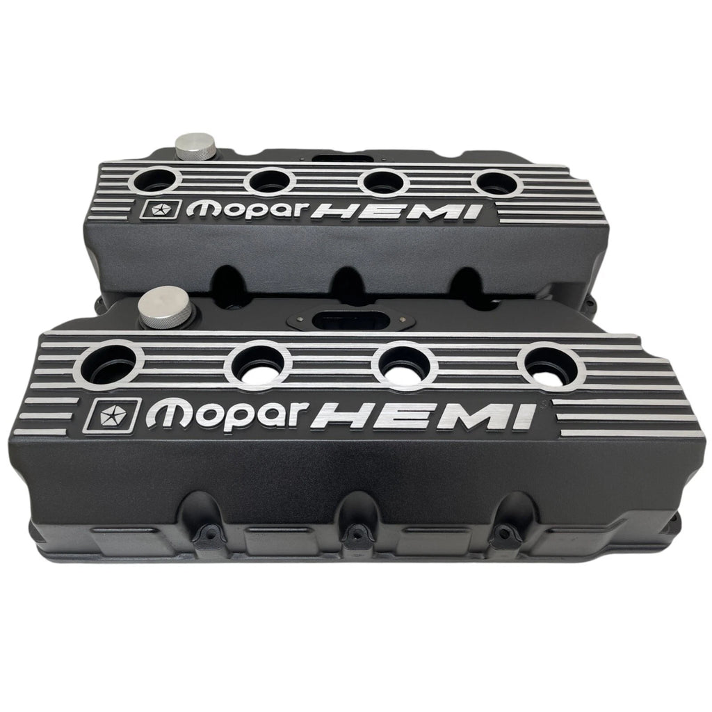 Mopar HEMI Valve Covers | Die Cast Aluminum - Mopar Performance Logo | Black Powder Coat