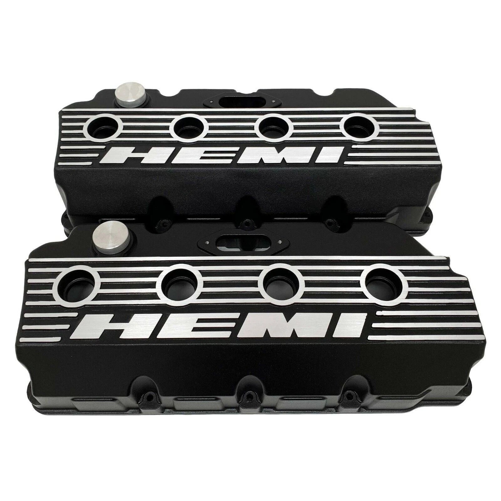 Mopar HEMI Valve Covers | Die Cast Aluminum - HEMI Logo | Black Powder Coat