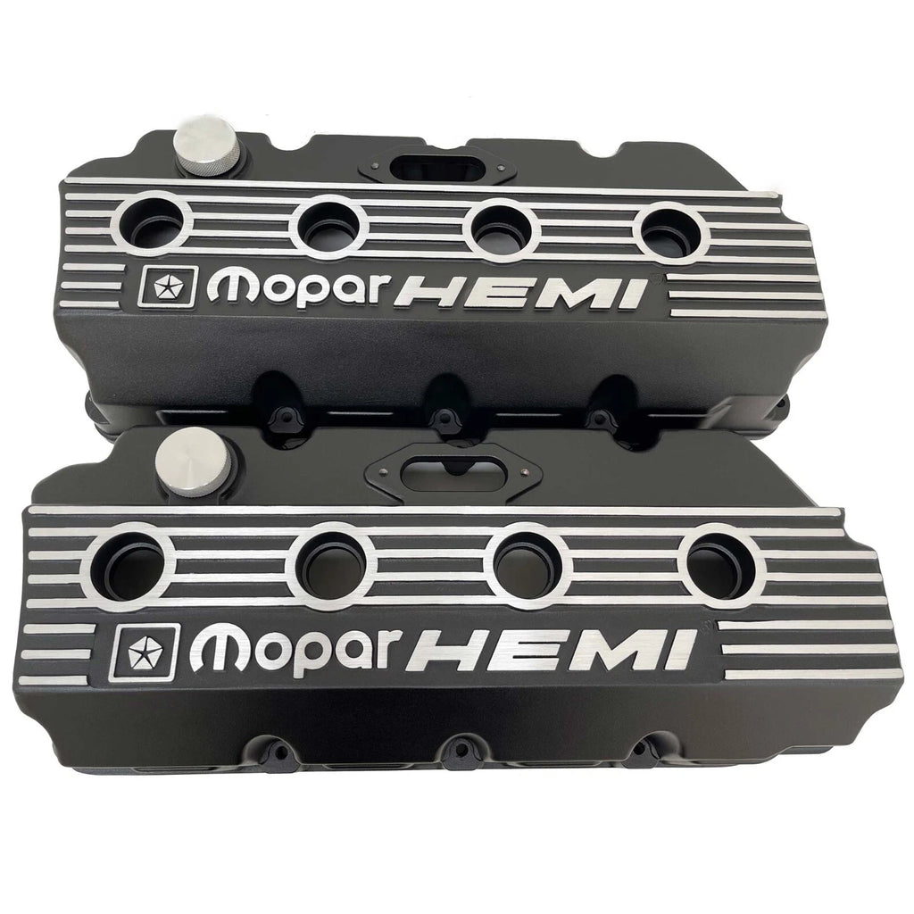 Mopar HEMI Valve Covers | Die Cast Aluminum - Mopar Performance Logo | Black Powder Coat