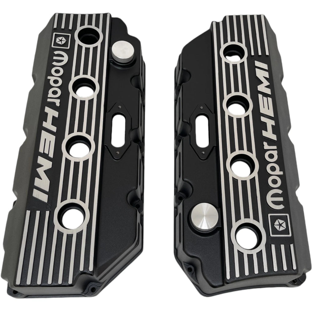 Mopar HEMI Valve Covers | Die Cast Aluminum - Mopar Performance Logo | Black Powder Coat