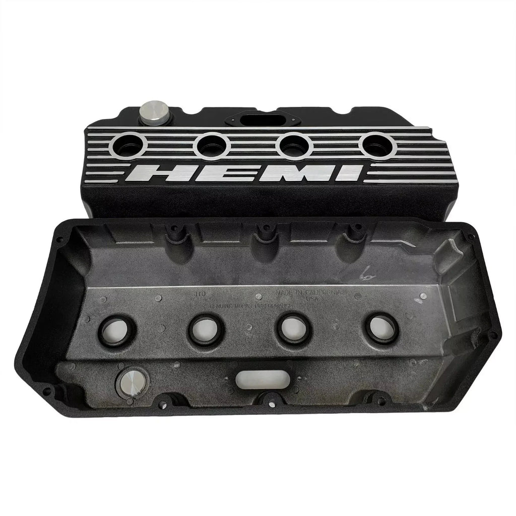 Mopar HEMI Valve Covers | Die Cast Aluminum - HEMI Logo | Black Powder Coat