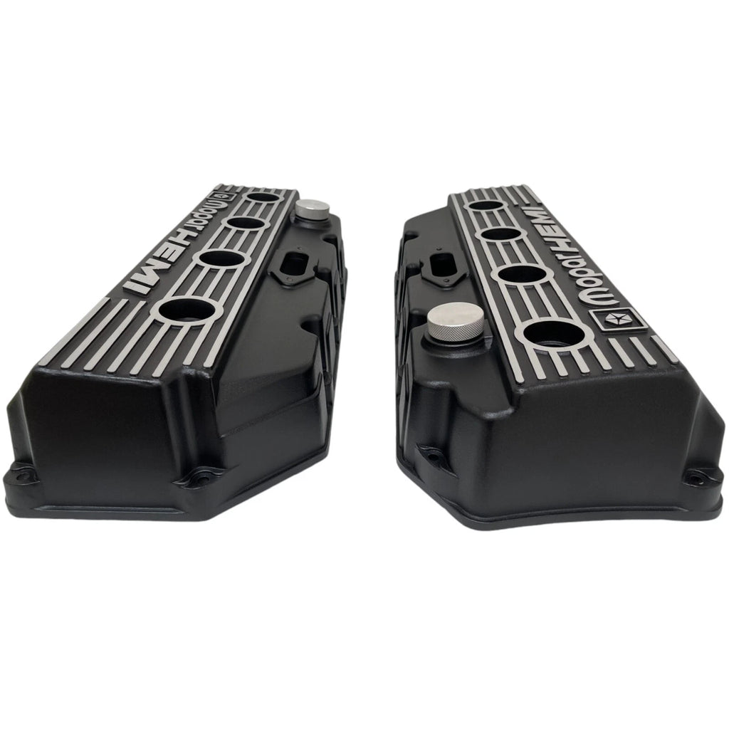 Mopar HEMI Valve Covers | Die Cast Aluminum - Mopar Performance Logo | Black Powder Coat
