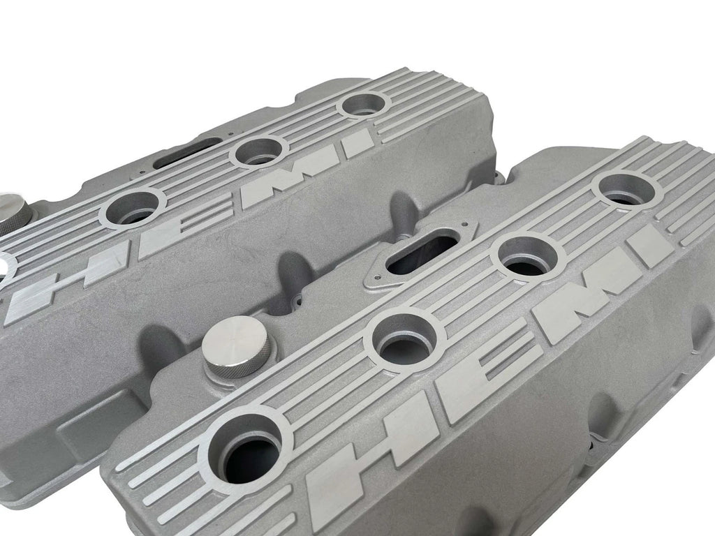 Mopar HEMI Valve Covers | Die Cast Aluminum - HEMI Logo | Sandblast