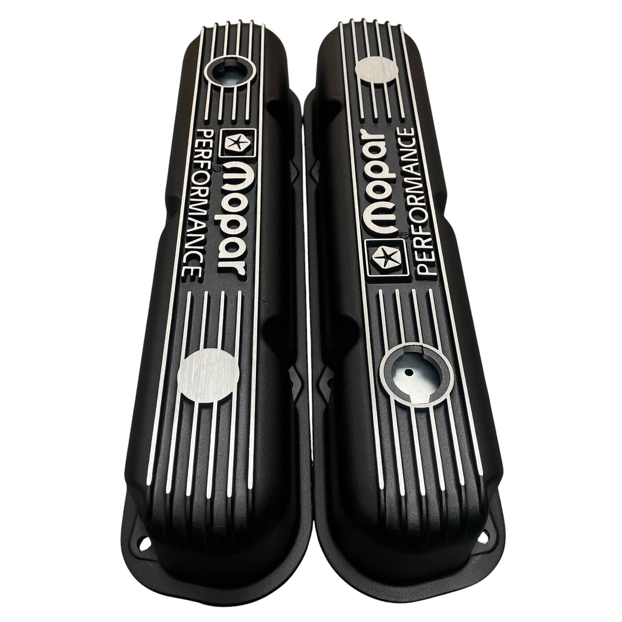 Mopar Performance 318, 340, 360 Valve Covers | Die Cast Aluminum - Mopar Performance Logo | Black Powder Coat