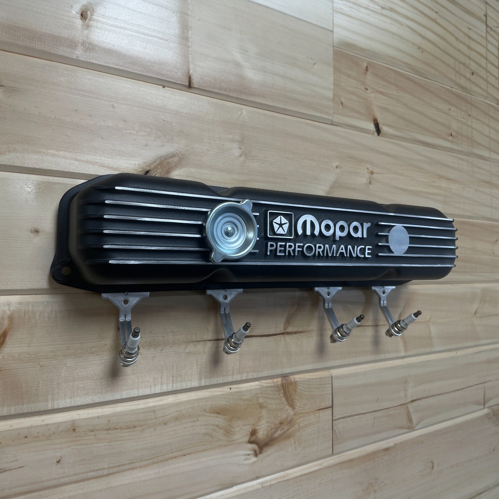 Mopar 383, 400, 440 Valve Cover Coat Rack | Die Cast Aluminum - Mopar Performance Logo | Black Powder Coat